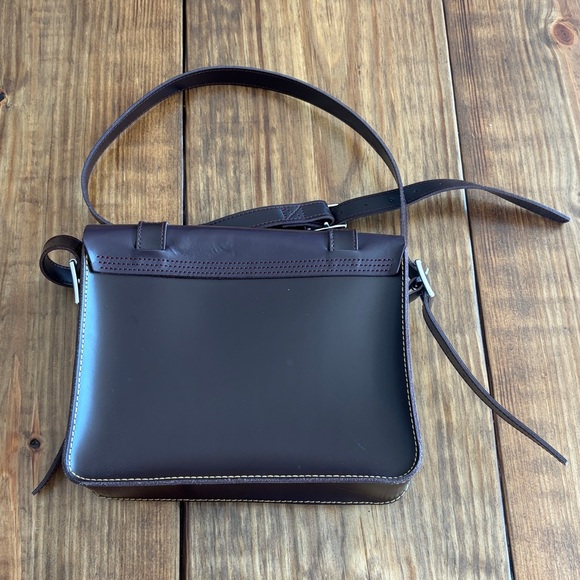 Dr. Martens Leather 11” Crossbody Messenger Bag burgandy/brown color - Picture 2 of 10